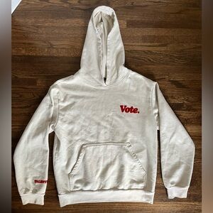 Talentless Women's Vote Hoodie Size M 100% Cotton Bone Cream Red VGUC